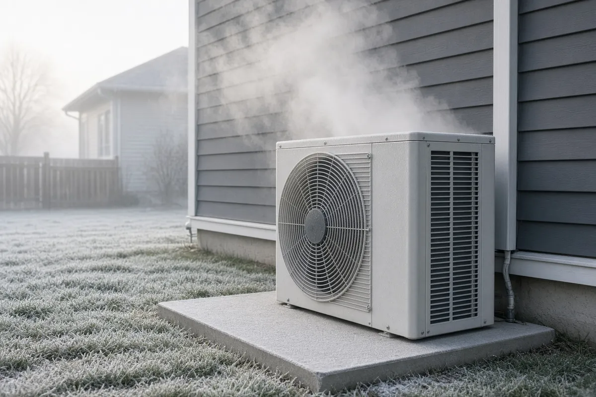 Heat pump outdoor unit giving off steam during a defrost cycle